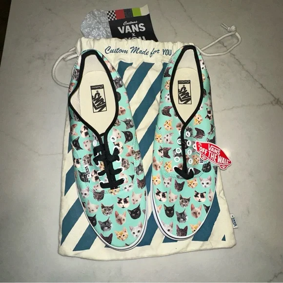 Custom Van’sOne of a KindMen’s Size 14 Cat Print Sneakers (NWT)